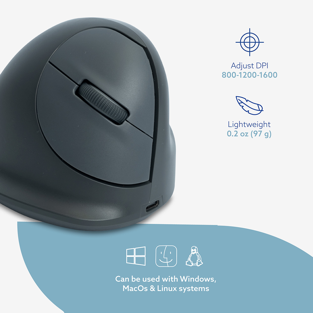 R-Go HE 左手用ワイヤレスマウス 本体 R-Go HE Basic Vertical mouse - R-Go Tools