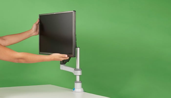 Gloss white gas sprung dual monitor arm