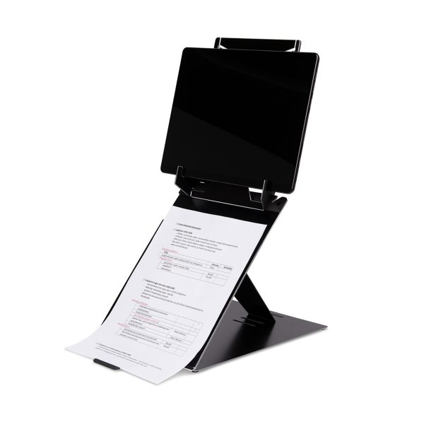 R-Go Riser Duo, tablettstativ och ställ för bärbar dator, justerbart, svart